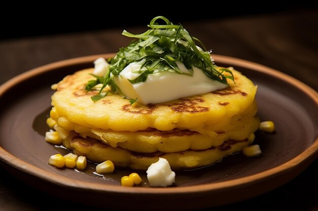 Foto cachapa panqueque de maíz dulce venezolano con queso de mano