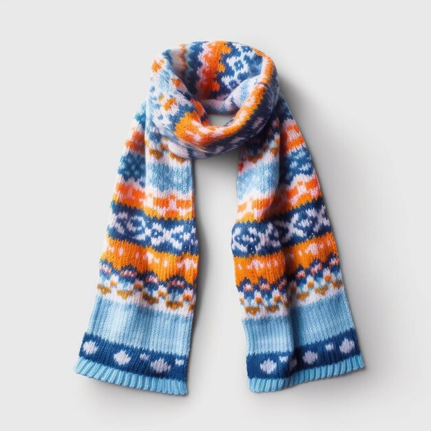 Cachecol de lã tricotado em acessório de inverno feminino de fundo branco