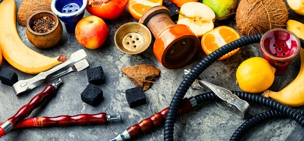 Foto cachimbo de água de fruta do tabaco.