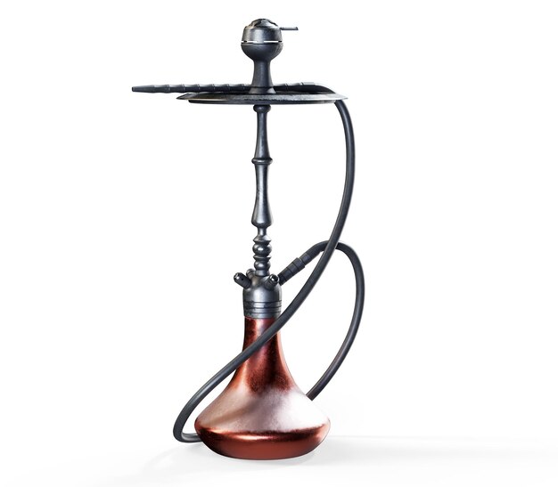 Cachimbo de água em um belo fundo oriental, renderização 3d de fumaça