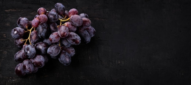 Cacho de uvas pretas isoladas em fundo preto