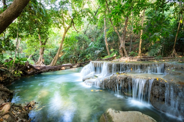 Cachoeira bonita na floresta tripical da tailândia.