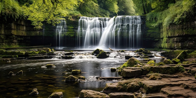 Cachoeira cativante no País de Gales Sgwd Ddwli Isaf no rio Neath perfeita para caminhadas e