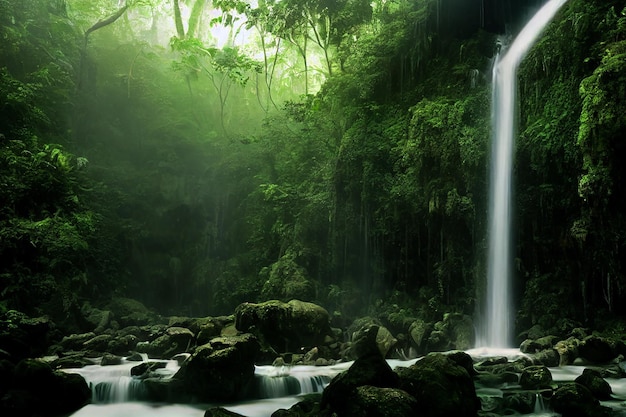 Cachoeira da floresta profunda da bela paisagem em uma selva