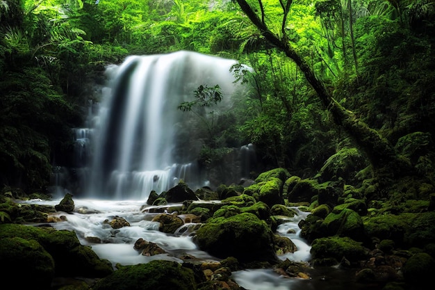 Cachoeira da floresta profunda da bela paisagem em uma selva