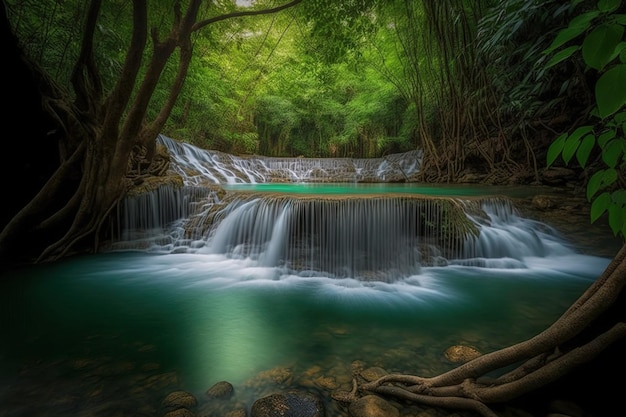 Cachoeira da floresta profunda de tirar o fôlego da Tailândia