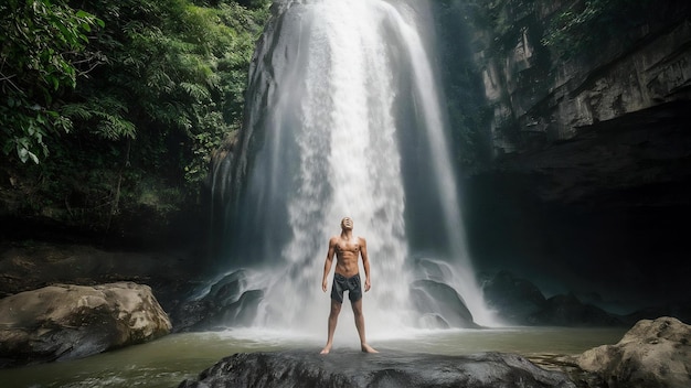 Cachoeira de água Invisible Man Daeng no parque Phuhinrongkla