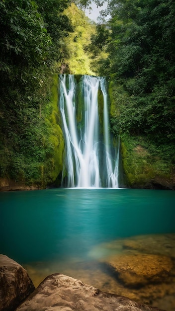 Cachoeira de Erawan na Tailândia bela cachoeira com piscina esmeralda na natureza