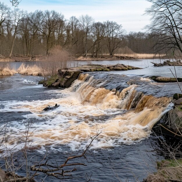 Cachoeira de primavera no rio Kuldga Venta