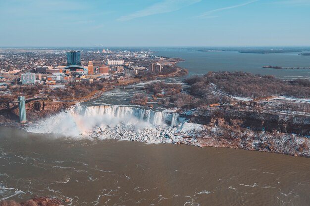 Cachoeira do Niágara vista aérea do Canadá