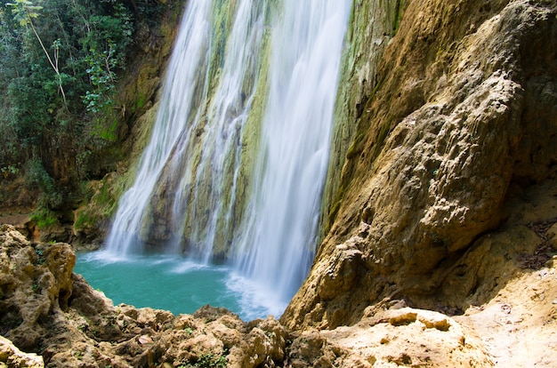 Cachoeira em floresta verde profunda