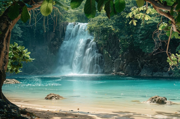 Cachoeira em uma praia tropical