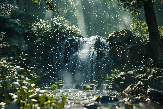 Cachoeira espumante escondida na floresta