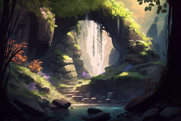 Cachoeira Mystical Rainforest Uma joia escondida de flora vibrante e selva serena