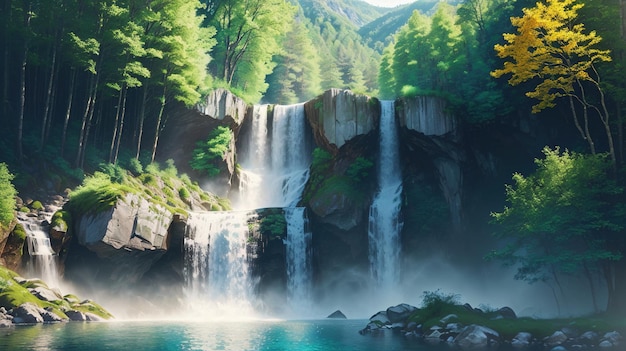 Cachoeira na floresta Belos cenários naturais com cachoeiras