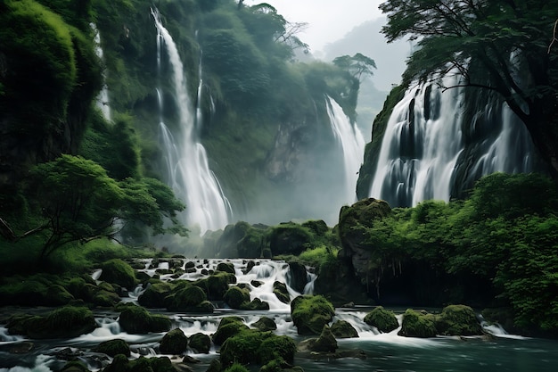 Cachoeira na selva do Vietnã Ásia Exposição longa