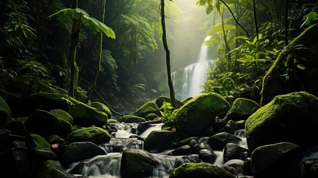 Cachoeira nas colinas da floresta