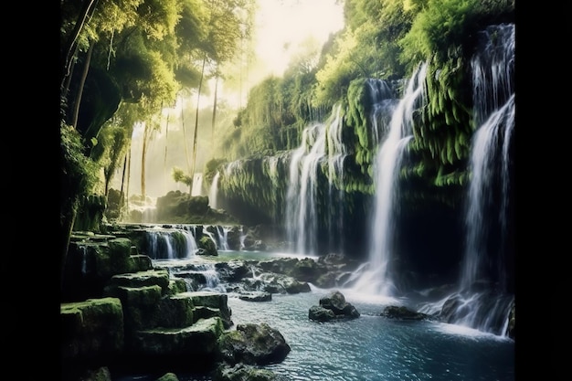 Cachoeiras em cascata mexicanas