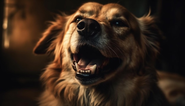 Cachorrinho sorridente olha para a câmera com lealdade gerada por IA