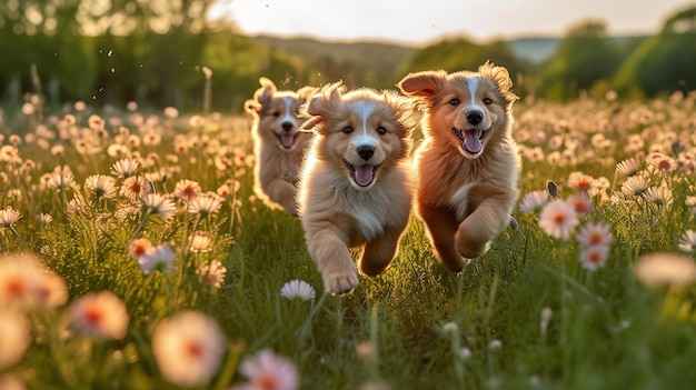 cachorrinhos felizes brincando juntos