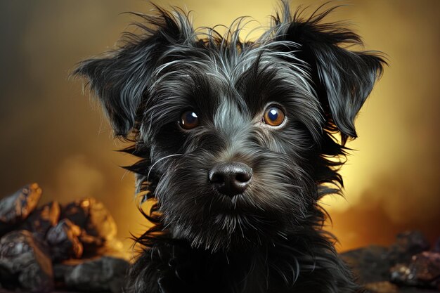 Cachorro Affenpinscher Retrato de Affenpinscher preto close-up Foto leve de estúdio Ai arte generativa