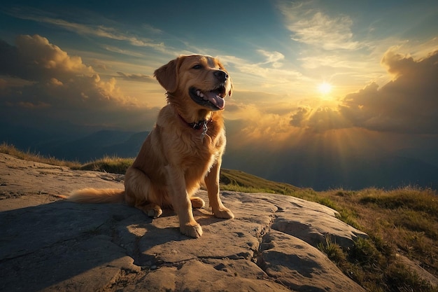 Cachorro amarelo na relva