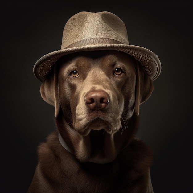 cachorro arafado usando chapéu e coleira com coleira generativa ai