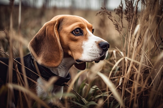 El cachorro beagle está buscando algo.