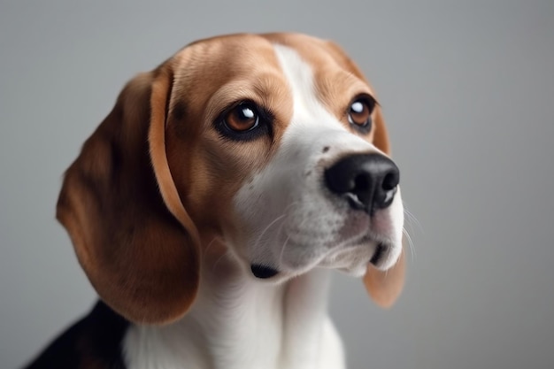 Cachorro Beagle sorridente mais bonito isolado em IA generativa branca