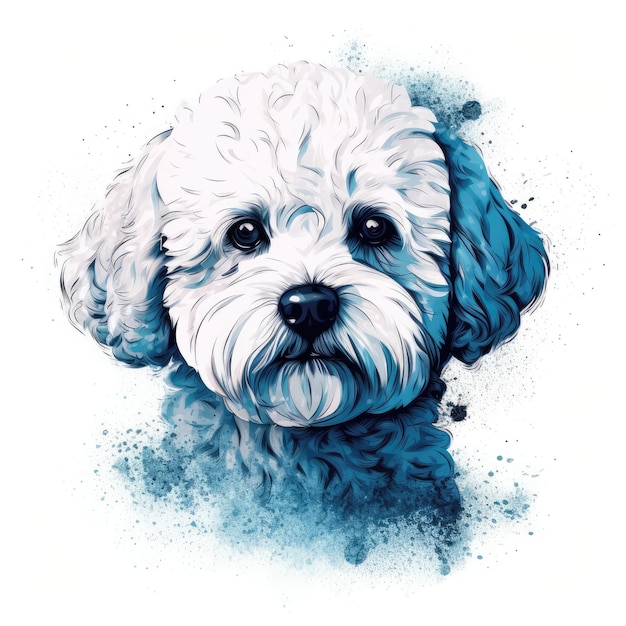 Cachorro Bichon Frise sobre fundo branco Logo Generative AI