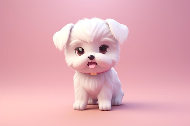 un cachorro blanco con un collar rosa y una etiqueta que dice "el nombre del perro".