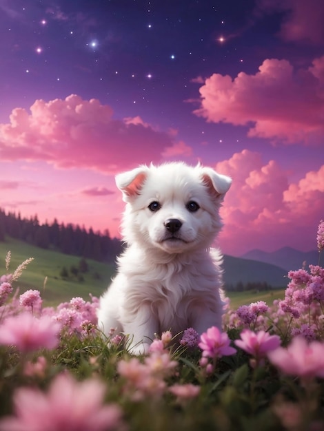 Foto cachorro blanco lindo creativo