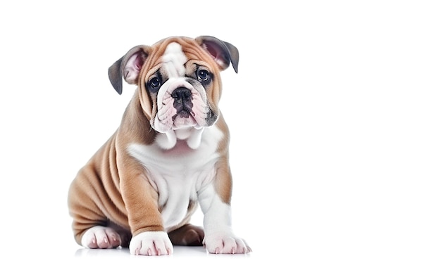 Cachorro de bulldog inglés generativo AI en blanco