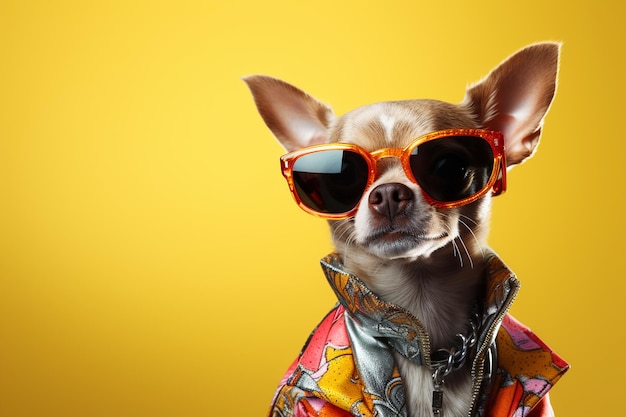 Cachorro chihuahua estiloso em moda descolada e generativa Ai