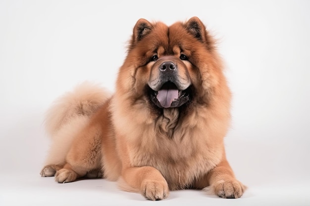 Cachorro Chow Chow em IA generativa de fundo branco