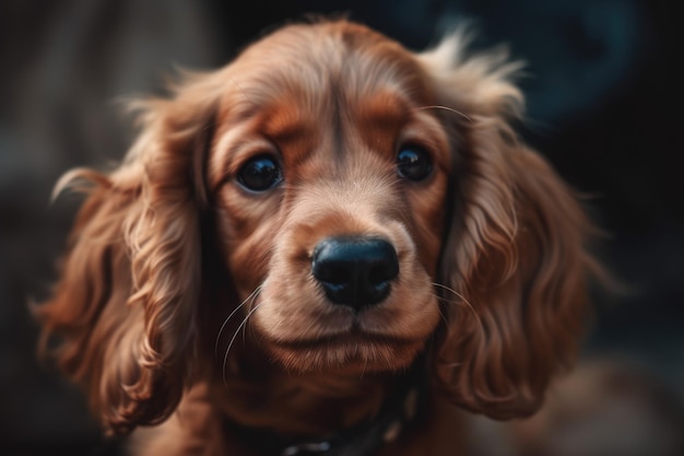 Cachorro Cocker Spaniel con ojos azules Retrato de primer plano Ai generado