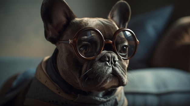 Cachorro com óculos generative ai