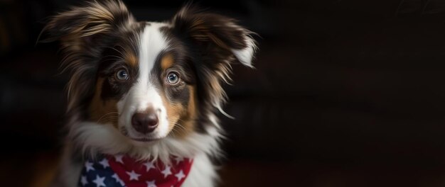 Cachorro comemorando 4 de julho Layout panorâmico do Dia da Independência dos EUA Generative Ai