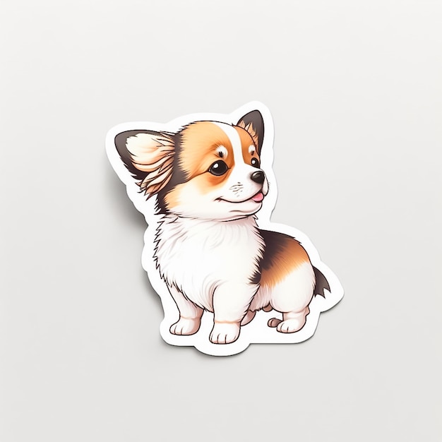 Cachorro Corgi produz adesivos de desenhos animados isolados em fundo branco AI gerado