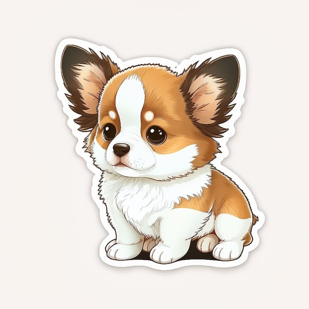 Cachorro Corgi produz adesivos de desenhos animados isolados em fundo branco AI gerado