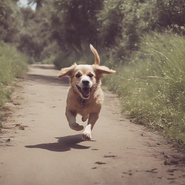 Cachorro correndo não mato fotografia