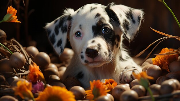 Foto cachorro dálmata de pascua