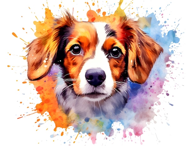 Foto cachorro de cão bonito em estilo splash de aquarela animais domésticos animais de estimação pintura criativa abstrata ia generativa