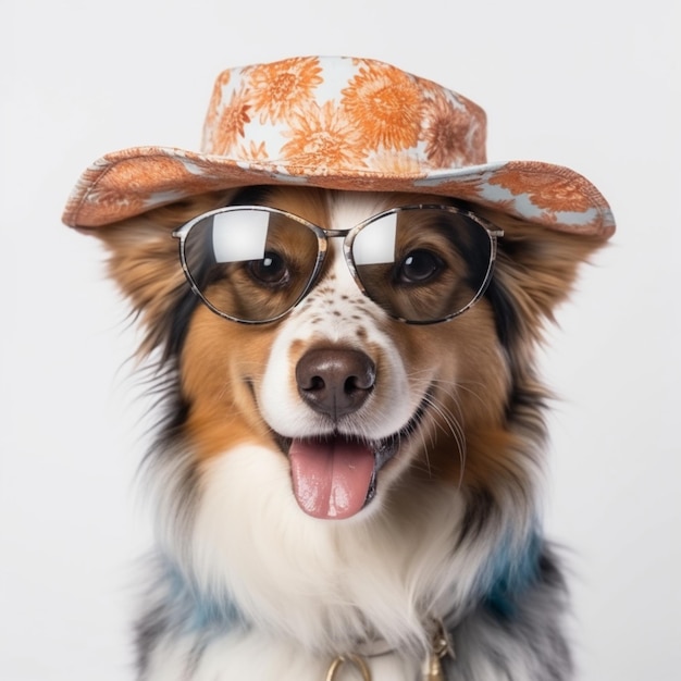 Cachorro de chapeu e oculos