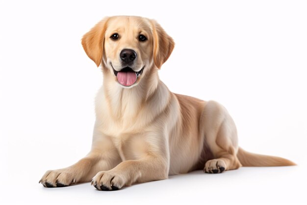 cachorro de foto em um fundo branco liso