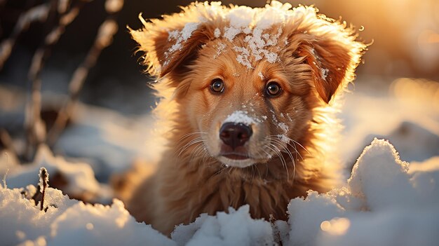 Cachorro de golden retriever com patas brincalhonas e bonito à luz do sol