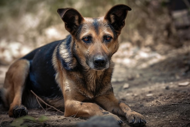 cachorro de rua no chão