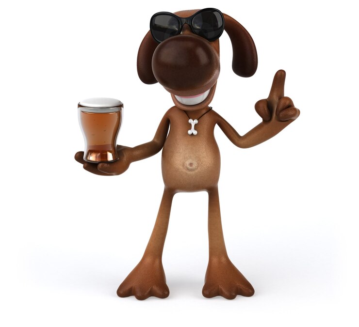 Foto cachorro divertido segurando um copo de cerveja