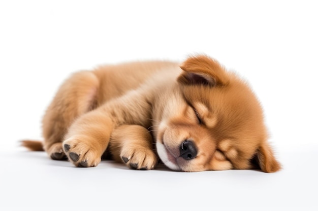 cachorro dormindo isolado em fundo branco