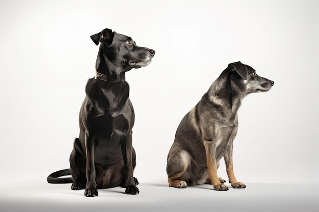 Cachorro em corpo inteiro de fundo branco com espaço livre